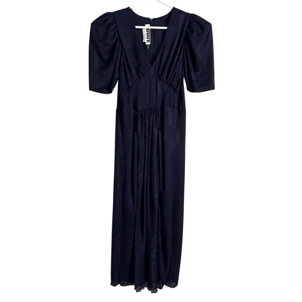 Birger Christensen Rotate Alma Dress Sapphire Fancy Gathered Satin Jaquard US 8